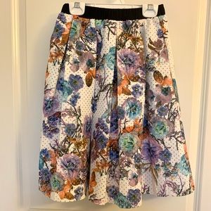 Girls Pleather Floral MIDI Skirt Size 10